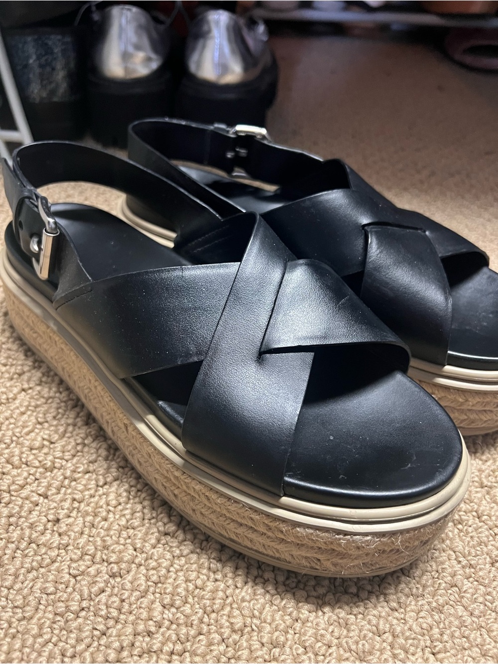 Prada Black Leather Platform Espadrille Slingbacks 39.5 (9)